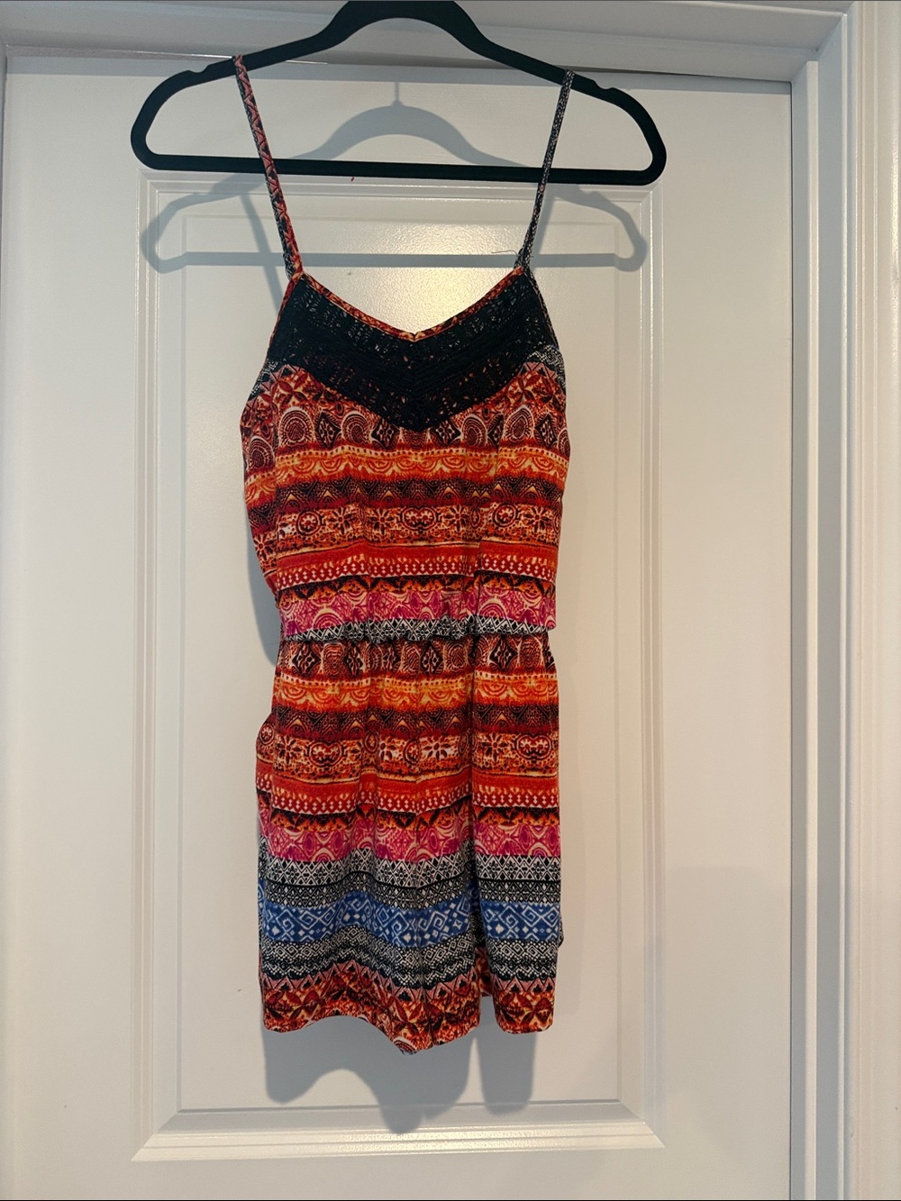 Xhilaration Multicolor Patterned Spaghetti Strap Romper